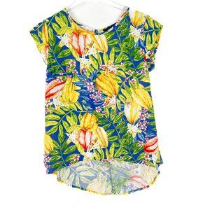 NWT RACHEL Rachel Roy Floral Tropical Cap Sleeve Hi-Lo Top Size XS NEW